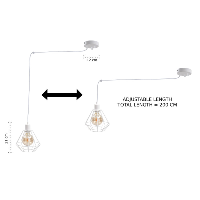 Gertie 5 - Light Geometric Pendant, White
