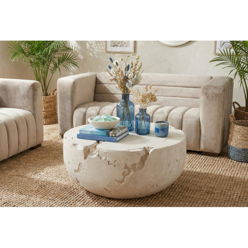 Table basse Cast Cheese Stone, ronde, pierre romaine