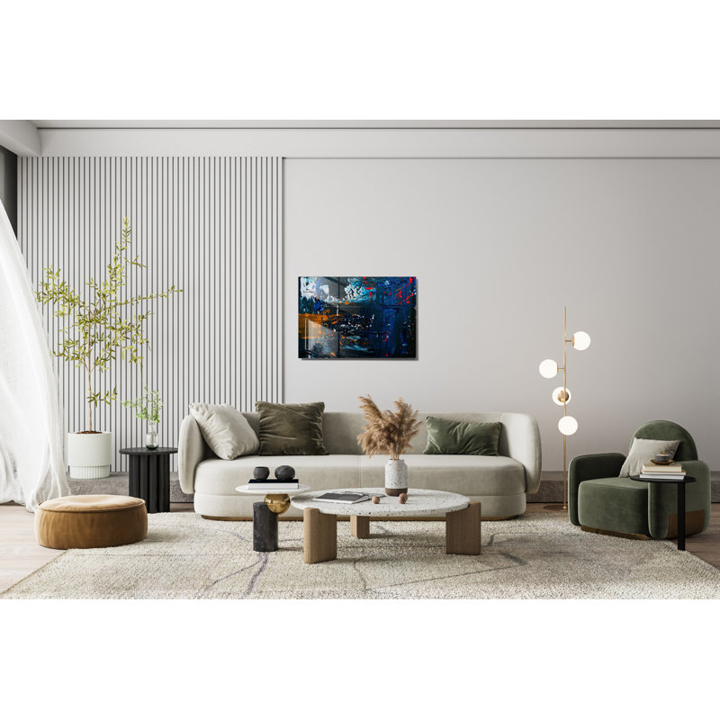 Peinture élégante en verre trempé, 17,7 po x 25,6 po | 100% verre trempé, épaisseur: 0,16 pouce | Superbe art mural pour la décoration intérieure, parfait pour le salon, la chambre à coucher et les espaces de bureau, durable et facile à nettoyer