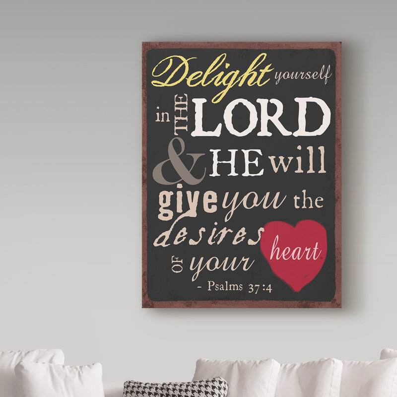 « psalm 37:4 », art textuel sur toile tendue, H 19 po x l 14 po x P 2 po