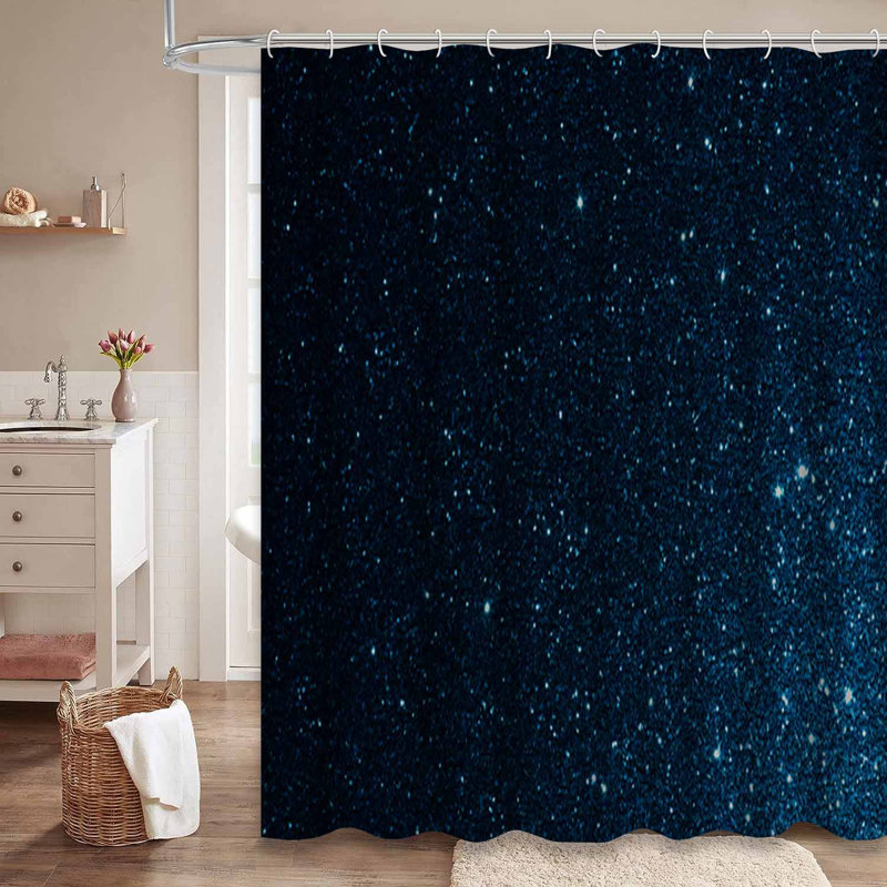 Rideau de douche de Noël bleu marine métallique brillant avec 12 crochets, L 72 po x l 72 po