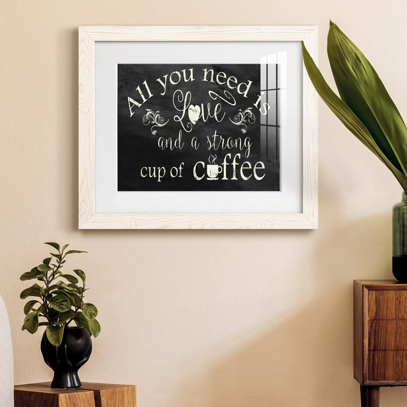 Café fort - art textuel avec cadre photo, H 24 po x l 18 po x P 1,5 po, Cadre blanc