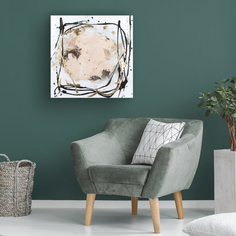 «Ivy Bronx Melissa Wang Golden Quadrate I», art mural sur toile, H 14 po x l 14 po