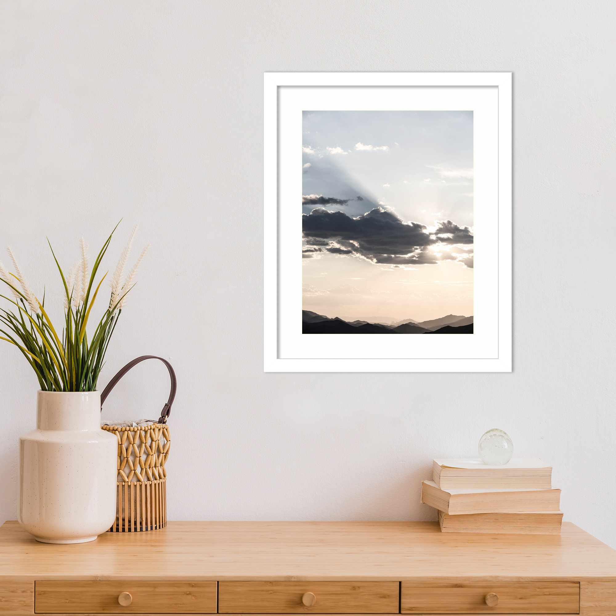 Sonstraal Sunset by Shot by Clint Wood Framed Wall Art Print, 17" H x 14" W, White 