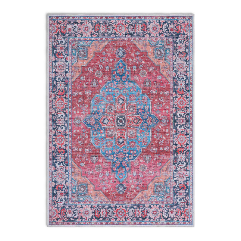 Kingsford Oriental Cotton Blue/Rust Area Rug, Rectangle 5'3" x 7'7"