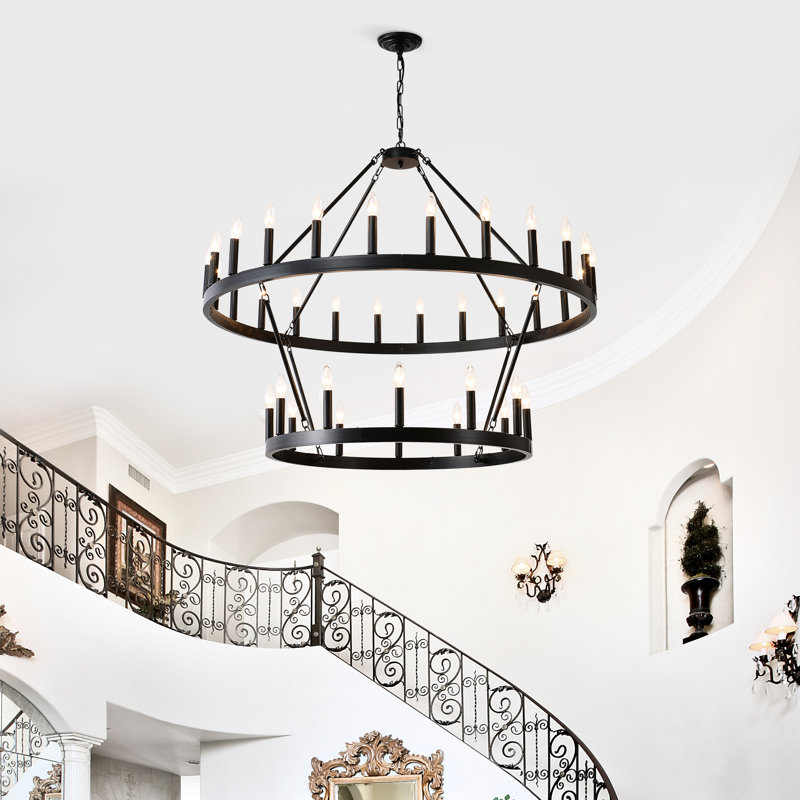 2 étages, 36 po, métal, luxueux pour le plafond de style salon 36 ampoules E12, cadre en métal, îlot de cuisine classique