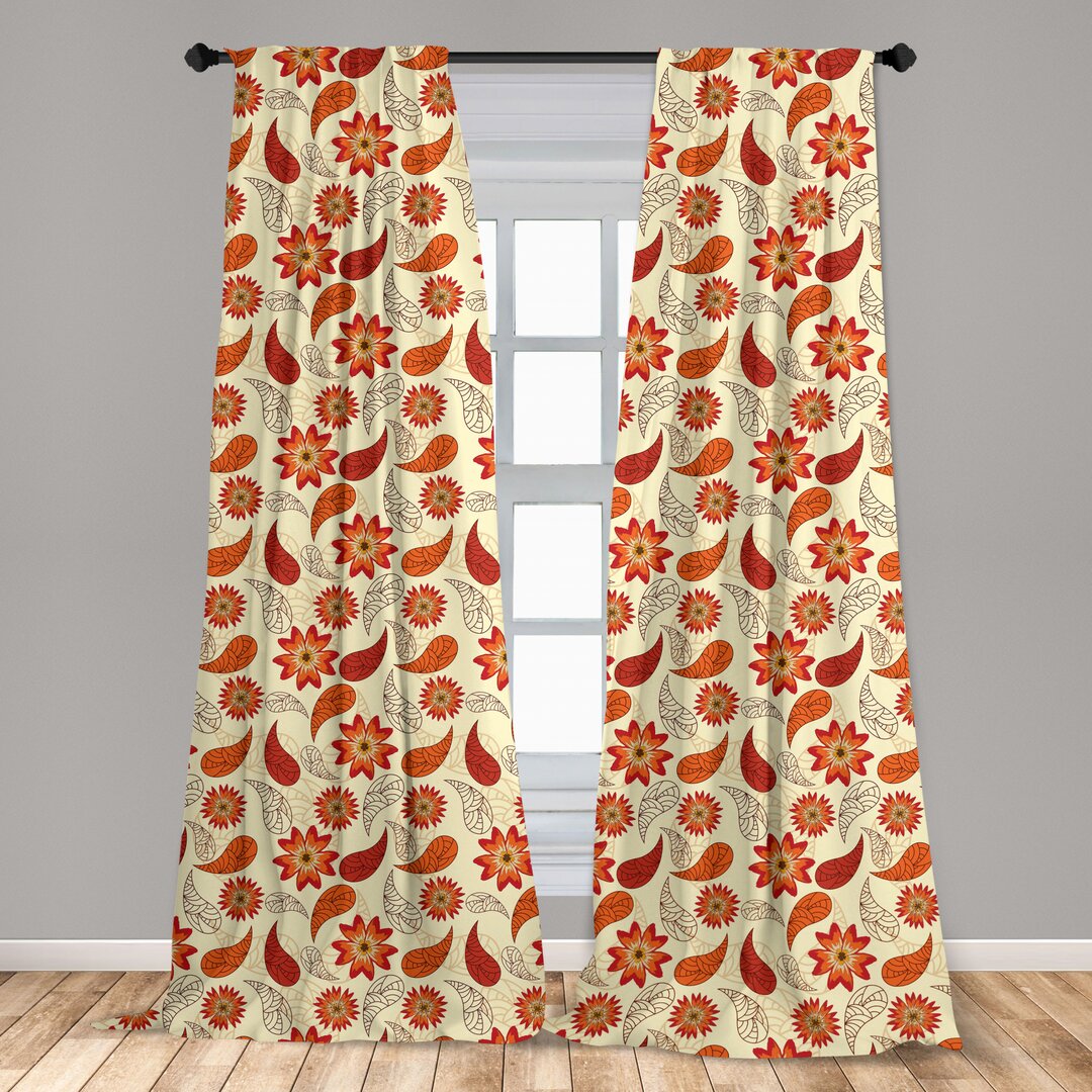 Fenstervorhänge, Leichtes Dekor, Red Retro Mohnblumen-Blumen, Blumen, Orange Red Peach