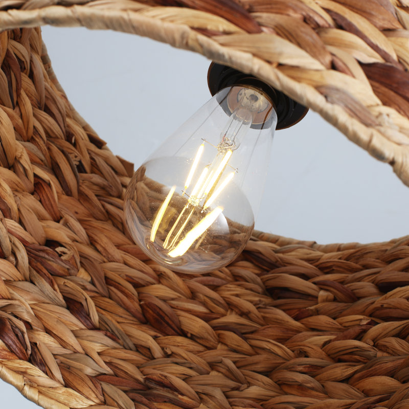 Niki 1 - Light Brown Drum Rattan Pendant
