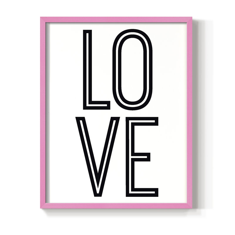 «Bold Love II», reproduction encadrée - bois massif, H 15 po x l 12 po, Rose