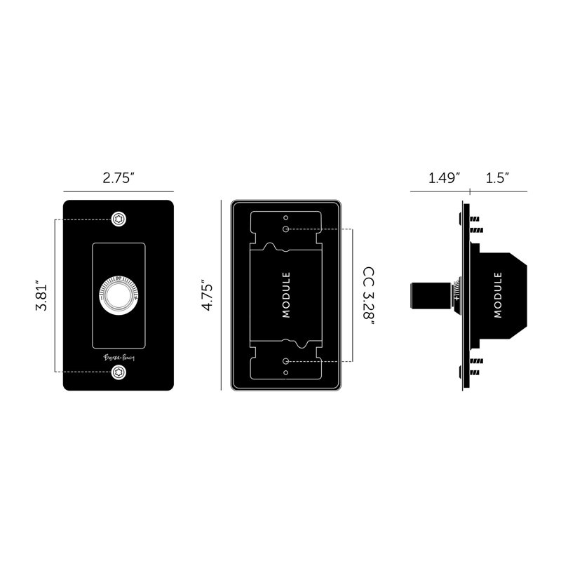 1G Dimmer / LED / Linear / With Logo, Steel, 1 Gang