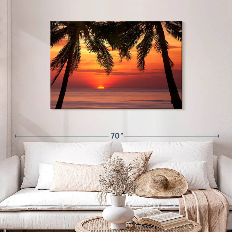 Gillard Palm Tree Beach Sunset, 30" H x 45" W