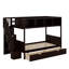 Lit simple superposé au dessus d'un lit double avec tablettes, escalier de rangement et 2 tiroirs-1966202043