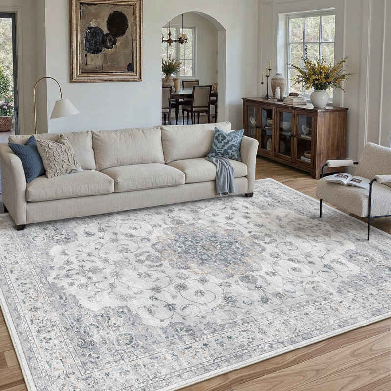 Tapis rétro Soren, Bleu, Rectangle 8'6" x 11'6"