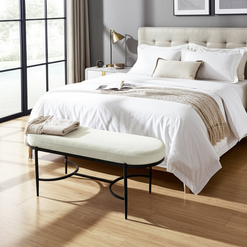 Sagebrook Home 48" Kinross Cream Velvet Bench