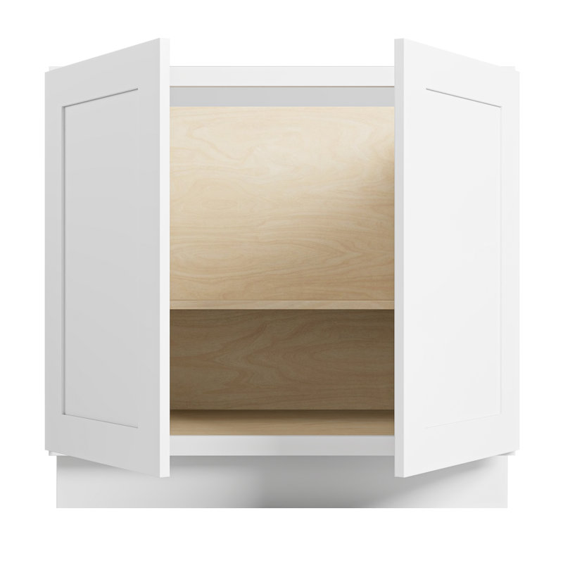 Modern Shaker Kitchen Base Cabinet, Solid Birch Frame & Plywood Box, Soft-Close Slides & Hinges, Modular Sizes for Custom Layout(12”–42”)