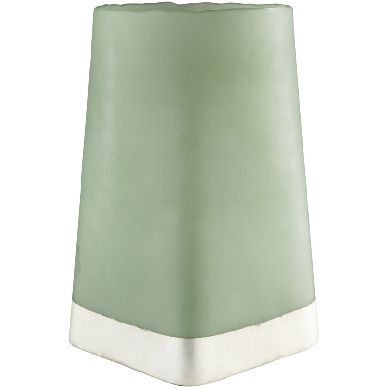 Glass Tabletop Hurricane, 12" H x 8.5" W x 8.5" D, Green