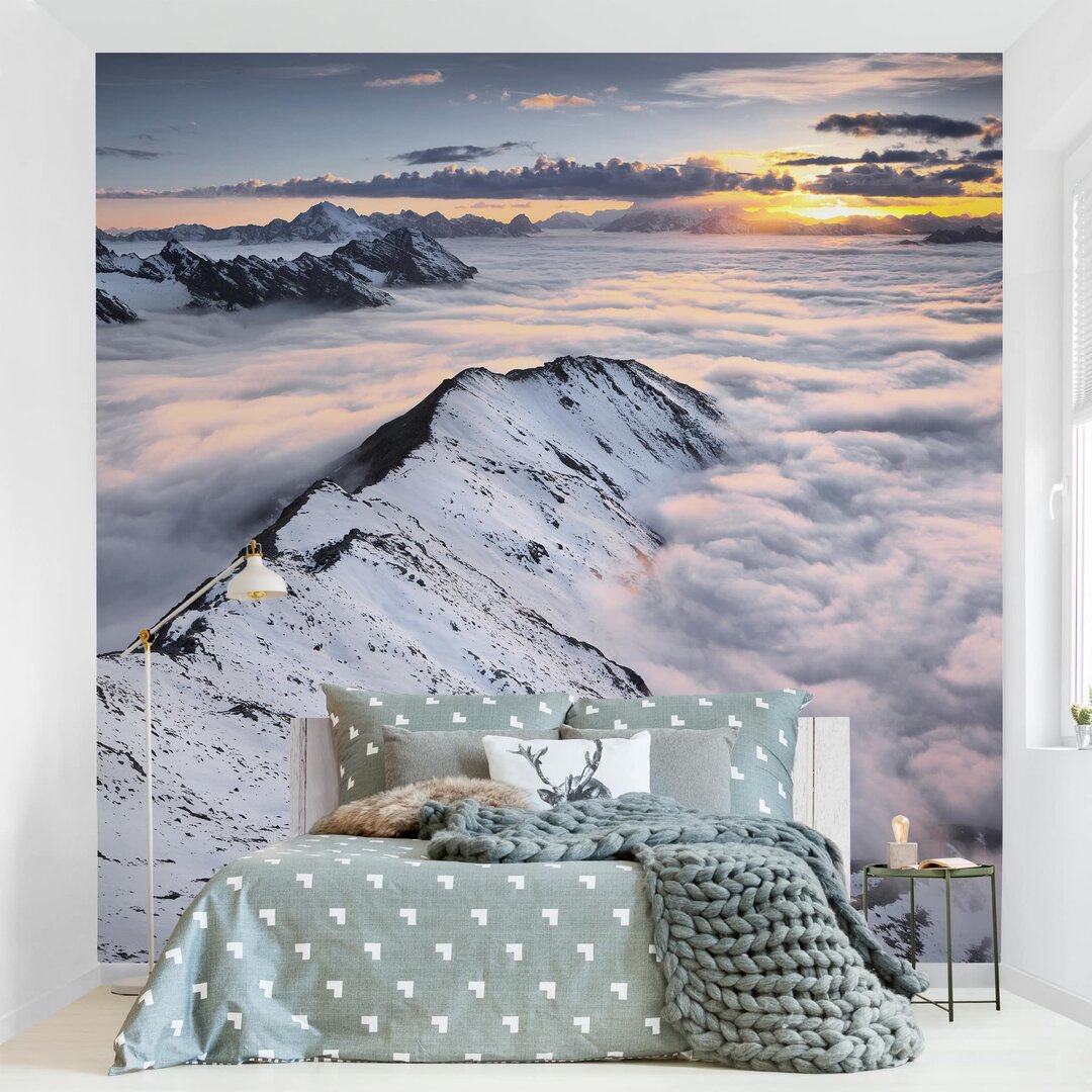 Strukturierte Tapete View over the Clouds and Mountains 1,92 m x 192 cm