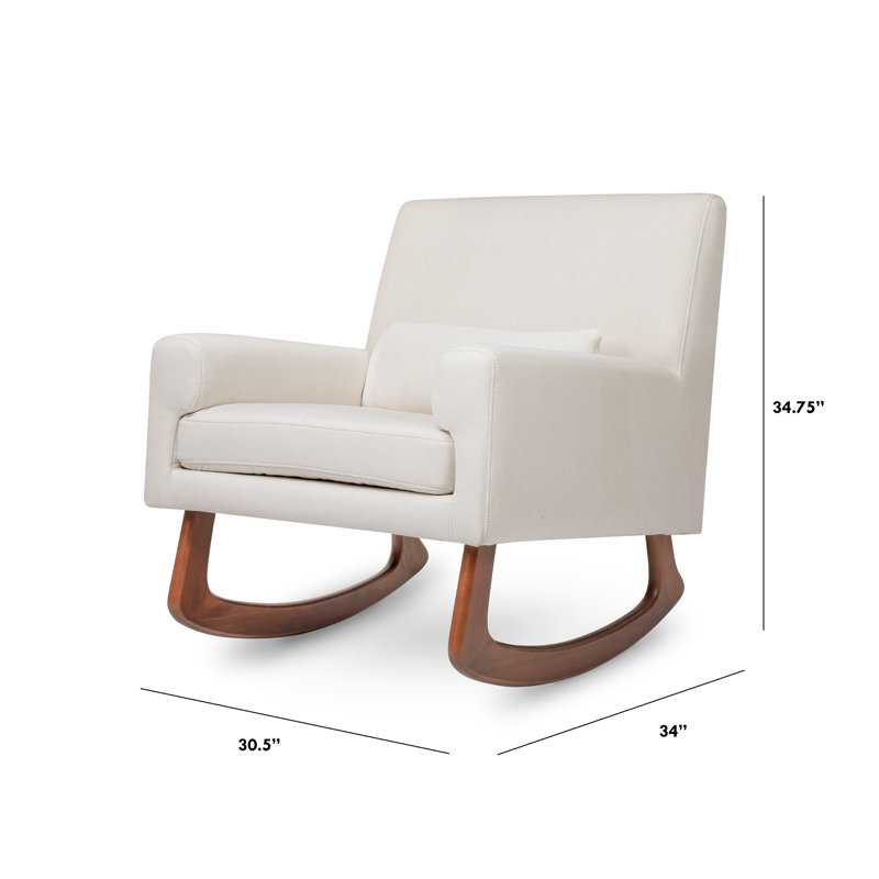 Sleepytime Rocking Chair, Walnut, White Polyester