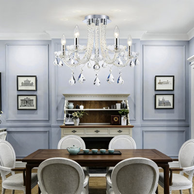 Lustre en cristal français K9 Maria Theresa, luminaire suspendu de luxe rétro pour salle à manger et salon, conception à 5 lumières avec cristal transparent et finition chromée