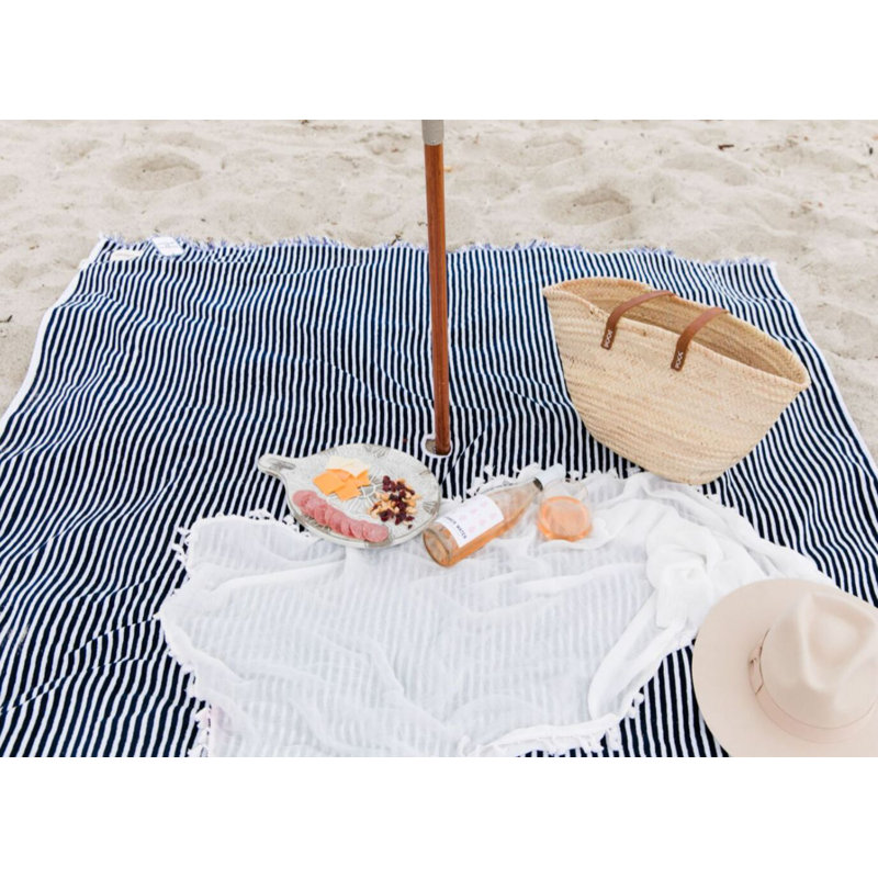 Beach Blanket, Navy/White