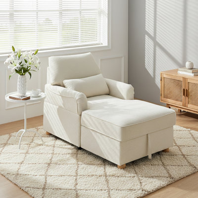 Beata Convertible Chaise Lounge Chair with Adjustable Backrest & Hidden Storage,Removable Pillow for Living Room & Bedroom