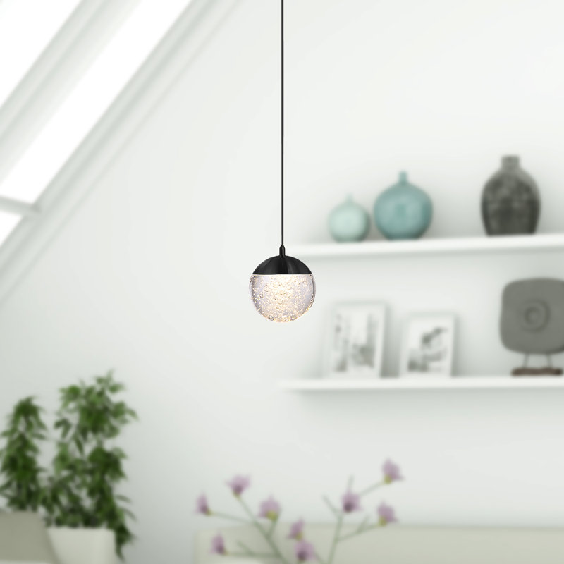 Luminaire suspendu sphère 1 lumière Heatherly, Noir, noir, noir, noir