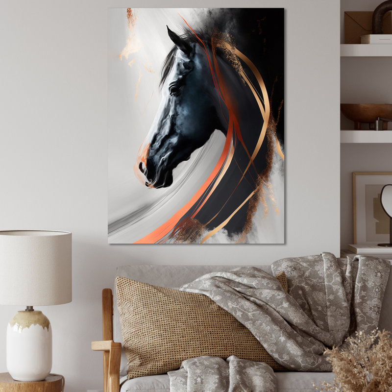 «Black Horse Side Portait I», reproduction sur toile, H 40 po x l 30 po x P 1,5 po, Toile tendue