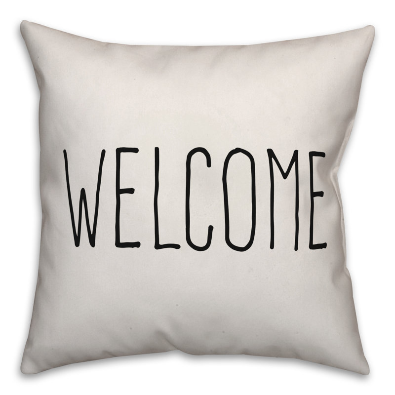  Housse de coussin carré et insert, 16 po x 16 po, Blanc cassé / noir