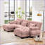 Canapé modulaire surdimensionné en U avec 2 repose-pieds pour salon | Chenille | Rose-1491370370