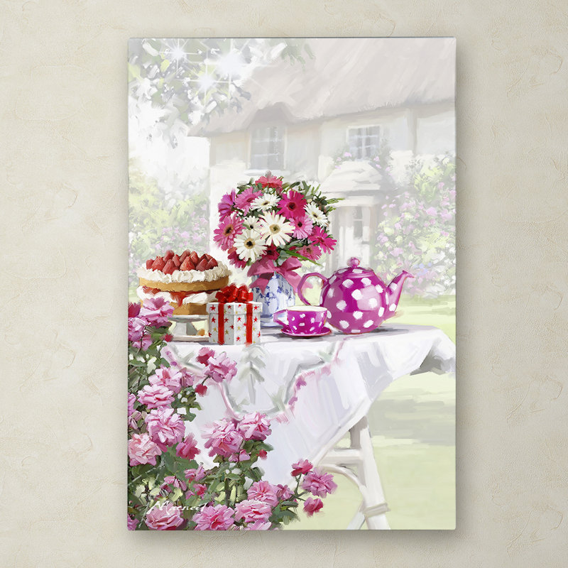 Afternoon Tea Floral Still Life Canvas Wall Art