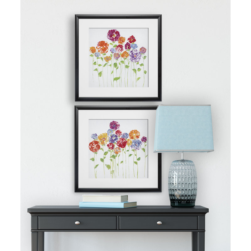 « pretty posies », ensemble de 2 reproductions encadrées, Cadre noir