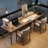 Light chestnut color Rectangular Solid Wood Executive Desk with drawers desk-1084316341