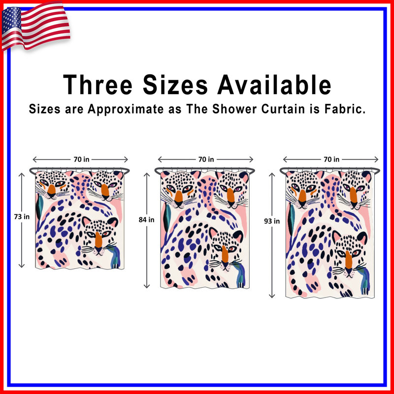 Abstract Leopards Illustration Shower Curtains Extra Long, 70in W x 72in H