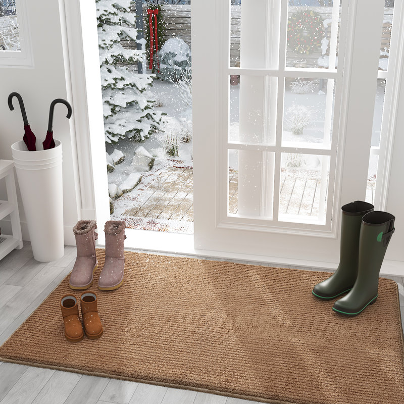 Tapis d'entrée / extérieur antidérapant Brynsley, L 32 po x L 48 po, Brun