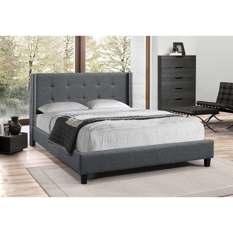 Lit plateforme tapissier Agela, Double