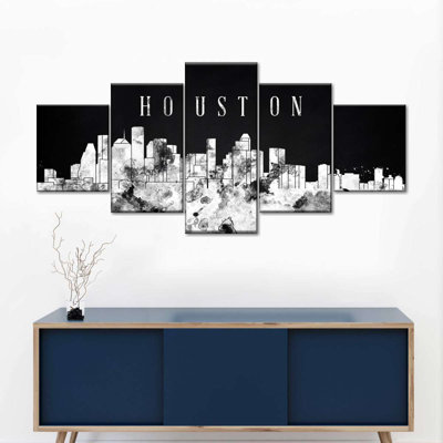 Houston Skyline BW, reproduction d'art sur toile