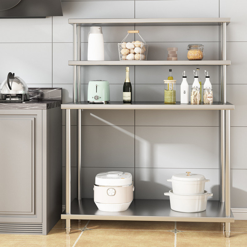 Table de travail en acier inoxydable avec tablettes, table de préparation de cuisine robuste avec tablette 48 po x 24 po