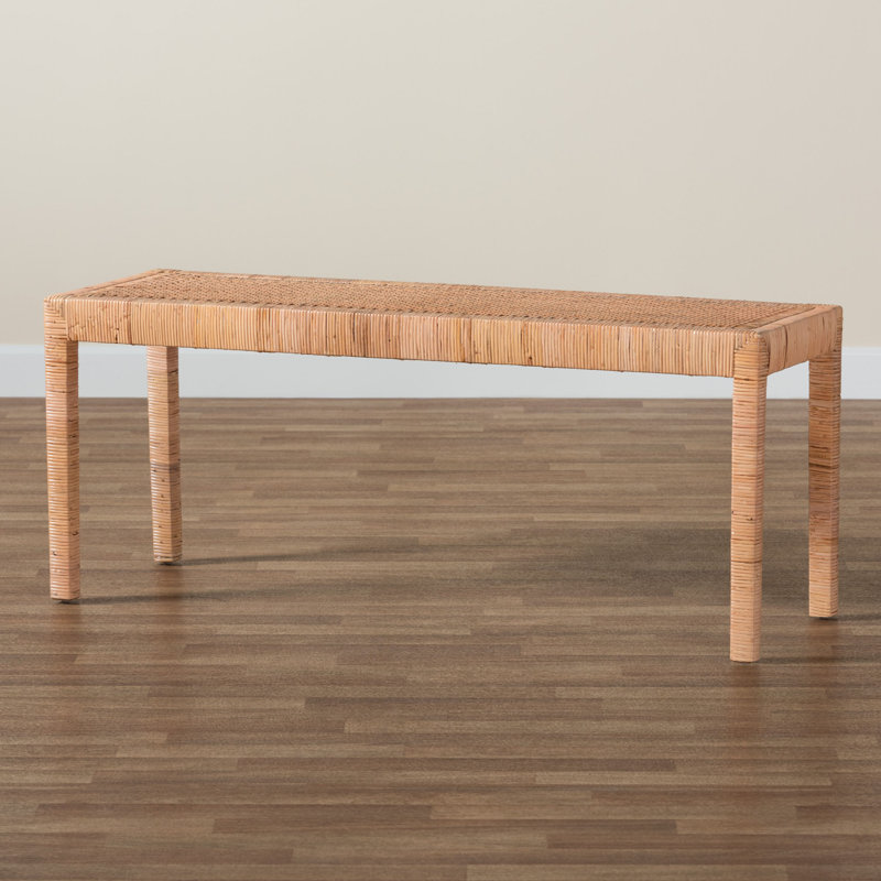 Bethie Wicker/Rattan Bench, 19.70" H x 48.40" W x 15.70" D