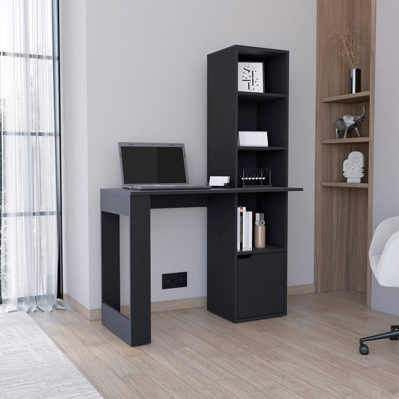 Bureau d'écriture avec bibliothèque et armoire Ripley, Noir