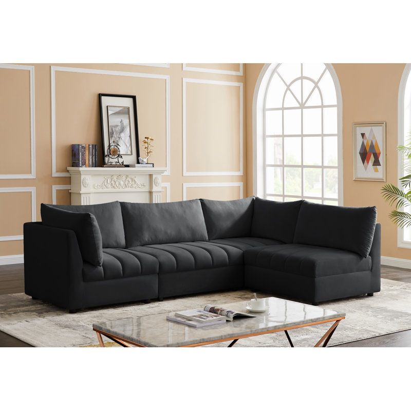 Izadora Velvet L-Shaped Sectional Reversible