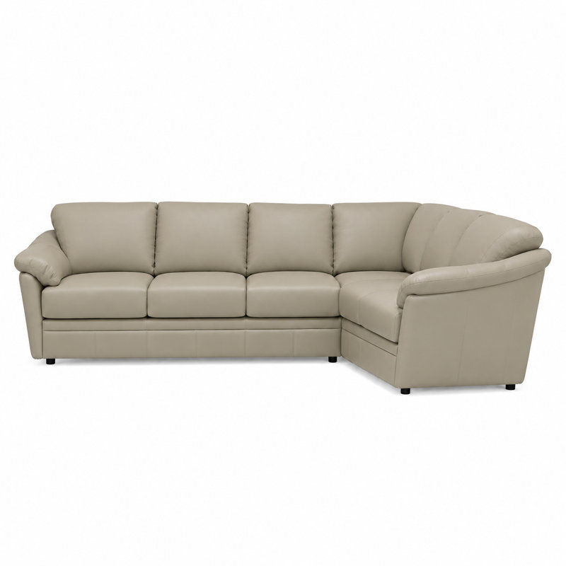Canapé modulaire en cuir fleur Ramdev, Orienté à gauche (vu de face), Cuir véritable gris