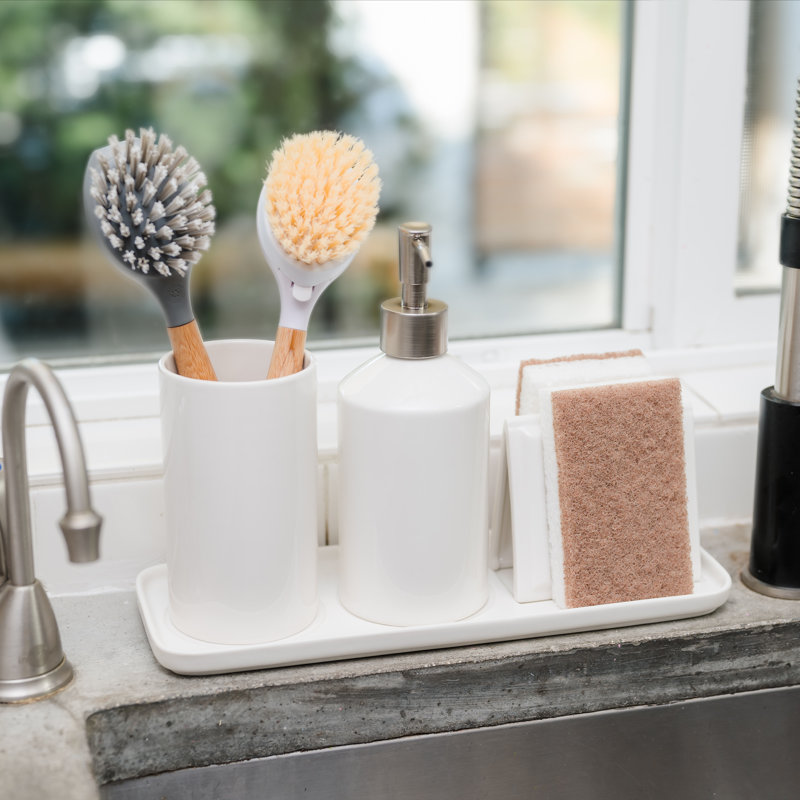 White Ceramic Soap Dispenser with Brushed Nickel Pump