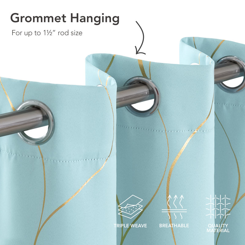 Valmar Blackout Curtain Pair, Width 117 x Drop 183cm, Sky Blue