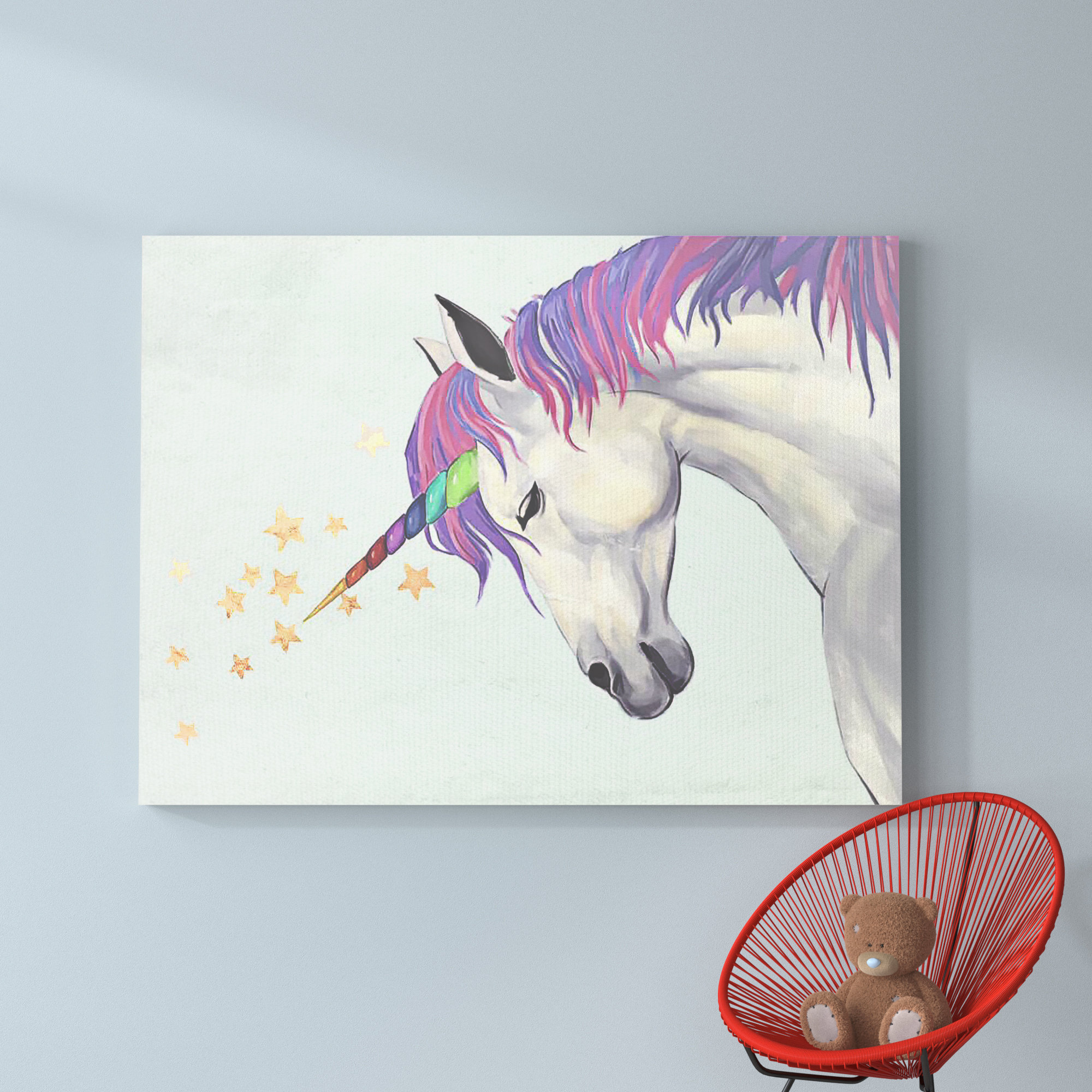 Unicorn Magic - Charcoal' Canvas  Kids Wall Art - Luca Rose Designs