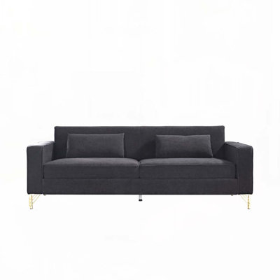85.8"W Velvet 3 Seater Sofa Couch with 2 Matching Toss Pillows