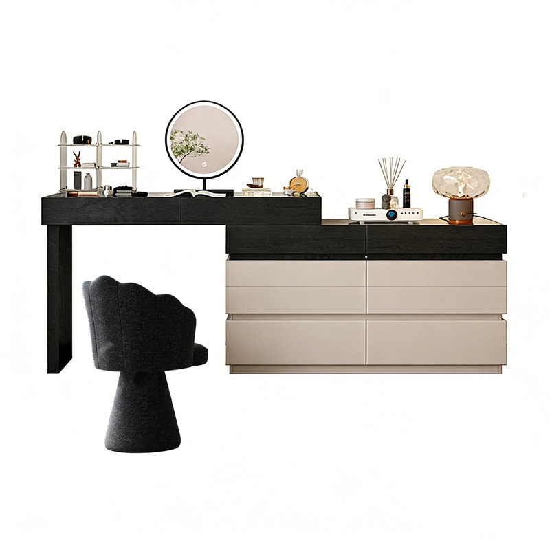 90.55"Italian minimalist dressing table with a mirror