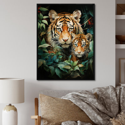 Art asiatique, tigres dans la jungle - impression
