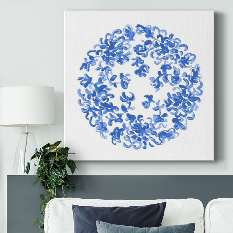 Porcelaine médaillon I sur toile, H 24 po x l 24 po