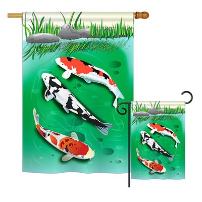 Koi Double Sided 40'' H x 28'' W Polyester Garden Flag