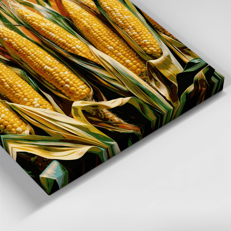 Légumes, maïs doux sur toile jaune brun, H 16 po x l 16 po